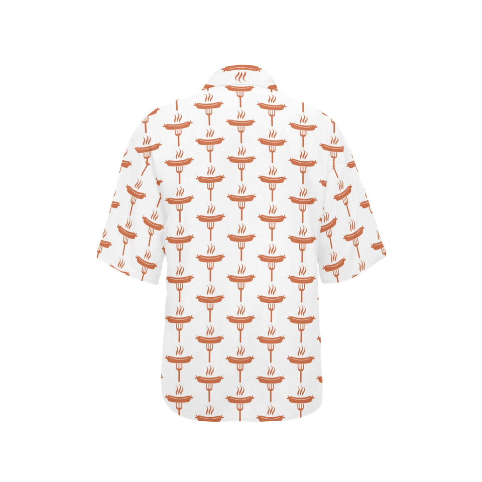 Sausage Pattern Print Design 05 Women's All Over Print Hawaiian Shirt