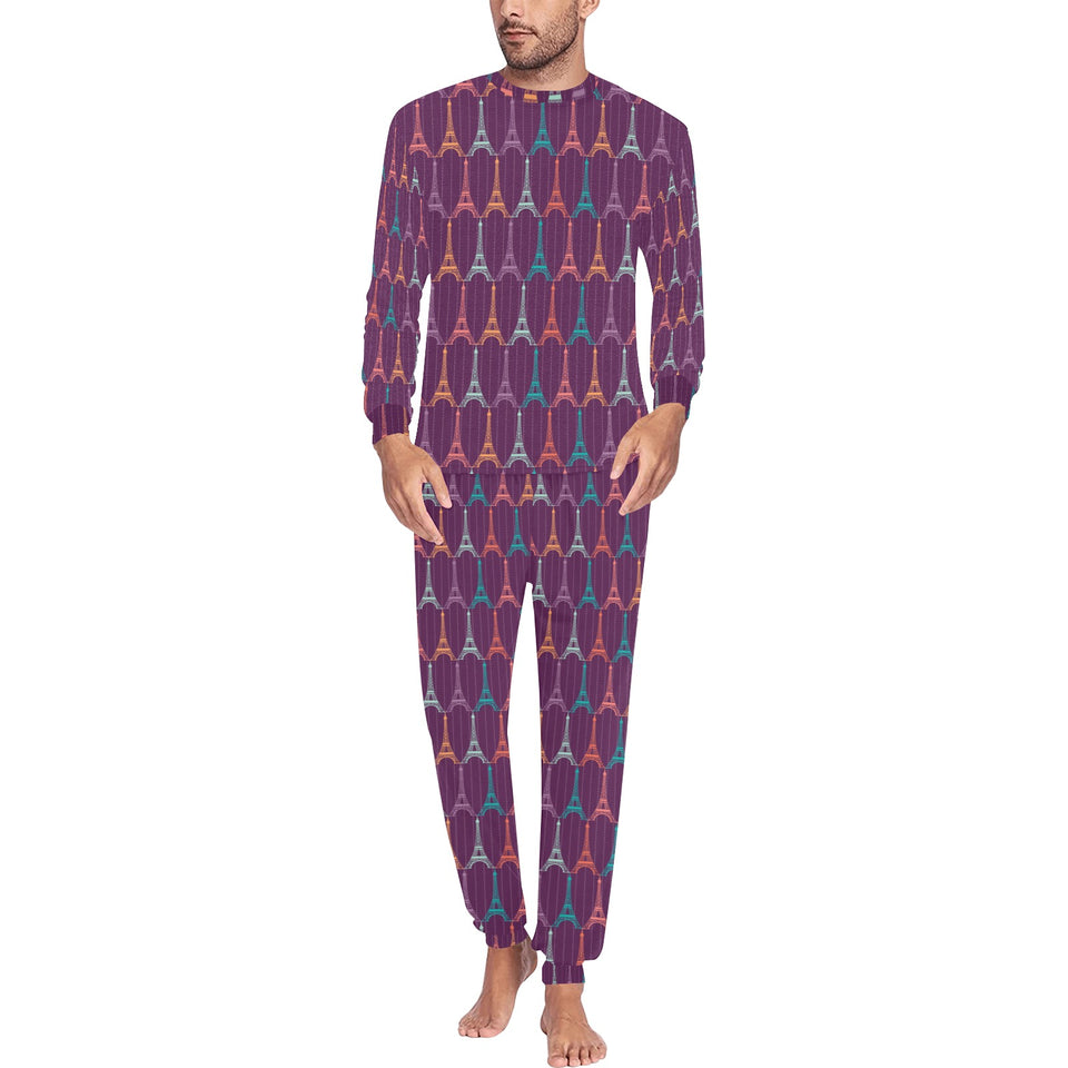 Eiffel Tower Pattern Print Design 05 Men's All Over Print Pajama