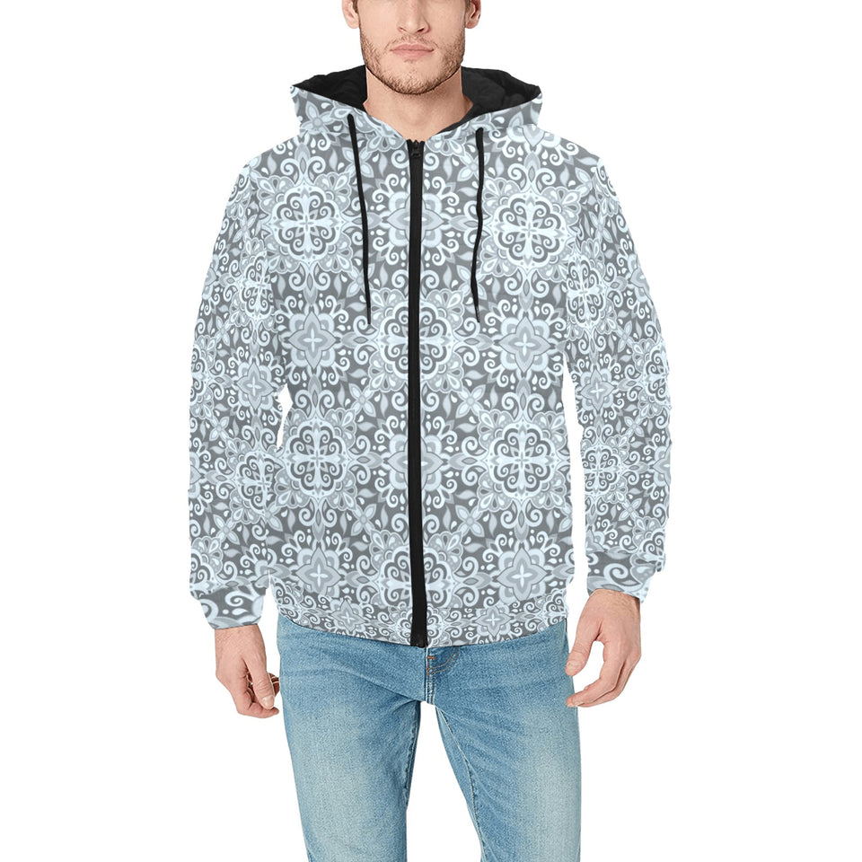 Traditional indian element pattern Men's Padded Hooded Jacket