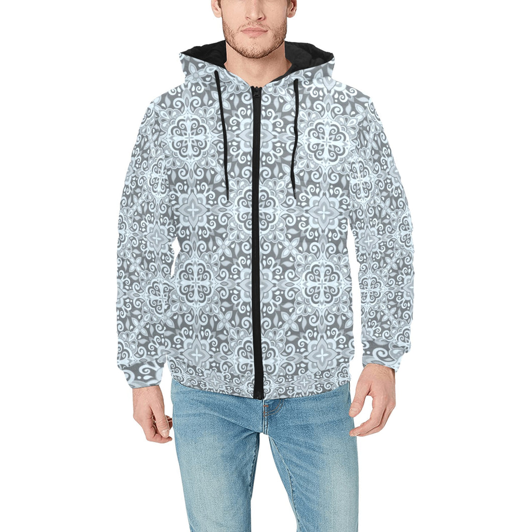 Traditional indian element pattern Men's Padded Hooded Jacket