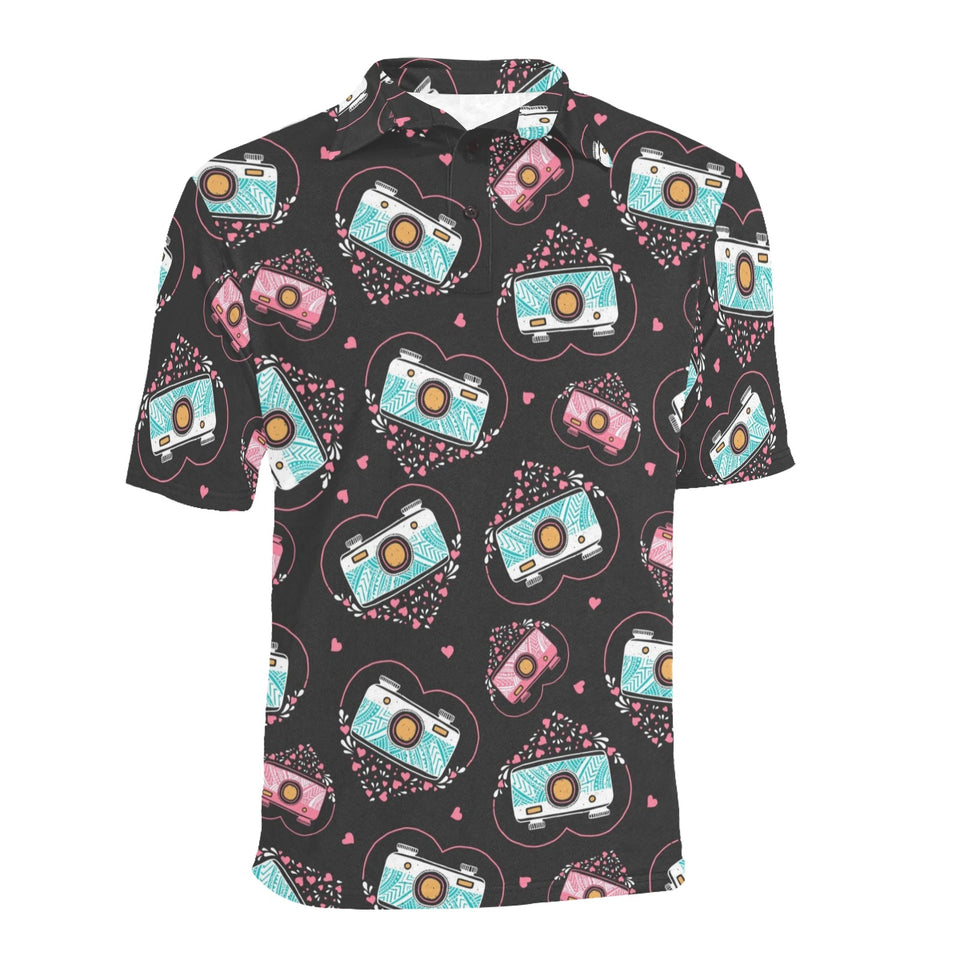 Camera Pattern Print Design 04 Men's All Over Print Polo Shirt