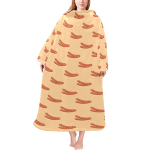 Sausage Pattern Print Design 03 Blanket Robe with Sleeves