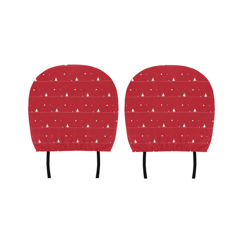 Christmas tree star snow red background Car Headrest Cover