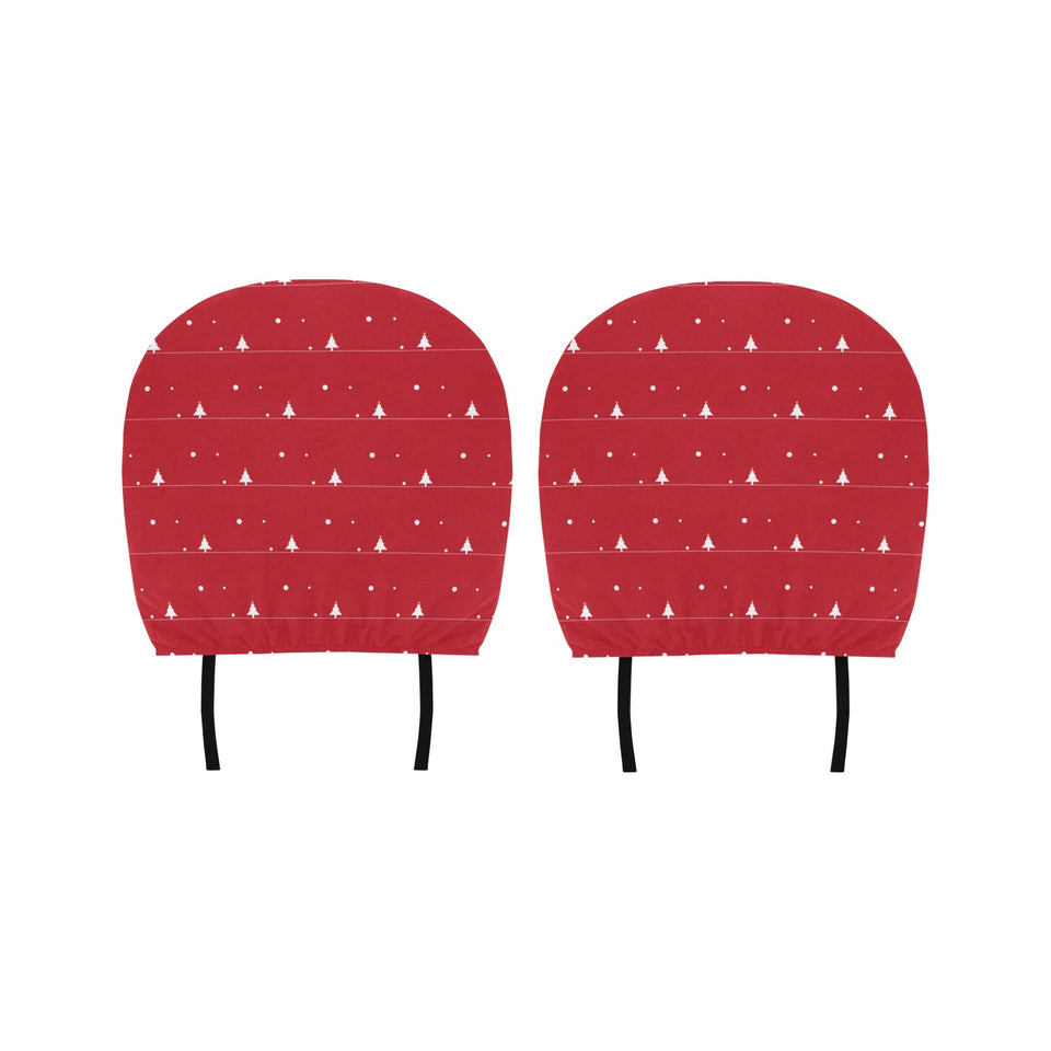 Christmas tree star snow red background Car Headrest Cover