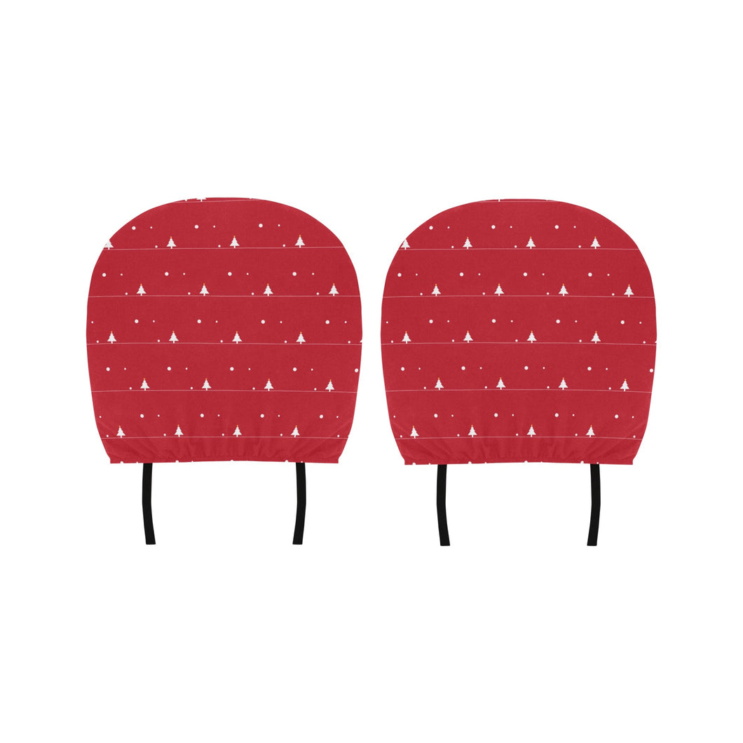 Christmas tree star snow red background Car Headrest Cover