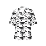 Black whale pattern Women's All Over Print Hawaiian Shirt