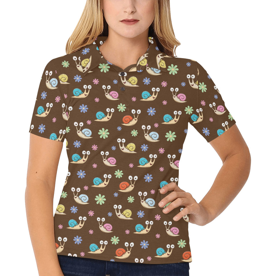 Snail Pattern Print Design 03 Women's All Over Print Polo Shirt