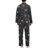 Spider web design pattern Black background white c Men's Long Pajama Set
