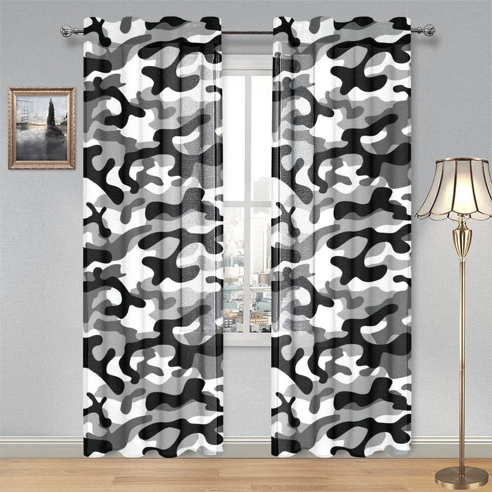 Black white camouflage pattern Gauze Curtain