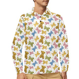 Teddy Bear Pattern Print Design 01 Men's Long Sleeve Polo Shirt