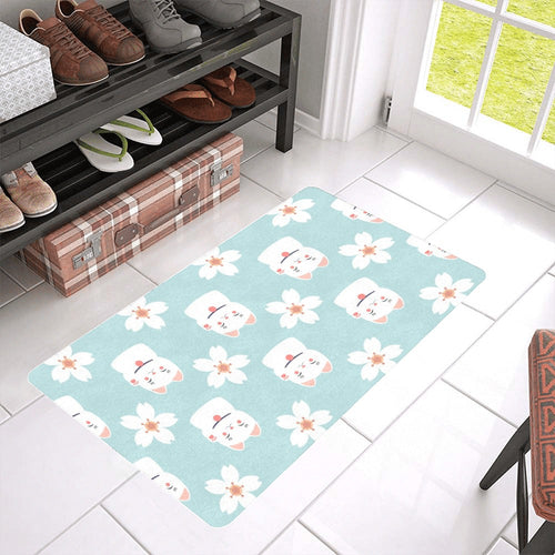 Maneki neko cat sakura Doormat