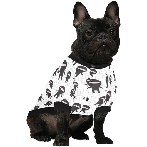 Ninja pattern plaid background All Over Print Pet Dog Round Neck Fuzzy Shirt