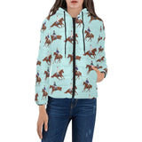 Horses running horses rider pattern Women's Padded Hooded Jacket