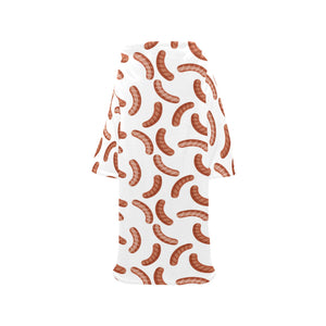 Sausage Pattern Print Design 04 Blanket Robe with Sleeves