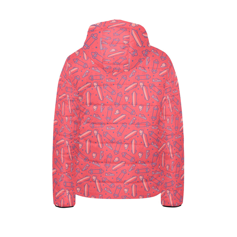 Skate Board Pattern Print Design 01 Kids' Boys' Girls' Padded Hooded Jacket