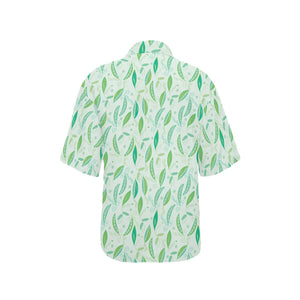 Green Peas Pattern Print Design 01 Women's All Over Print Hawaiian Shirt