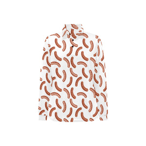 Sausage Pattern Print Design 04 Women's Long Sleeve Polo Shirt
