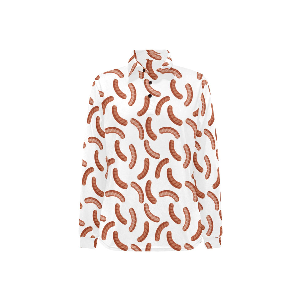 Sausage Pattern Print Design 04 Women's Long Sleeve Polo Shirt