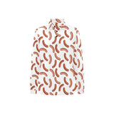 Sausage Pattern Print Design 04 Women's Long Sleeve Polo Shirt