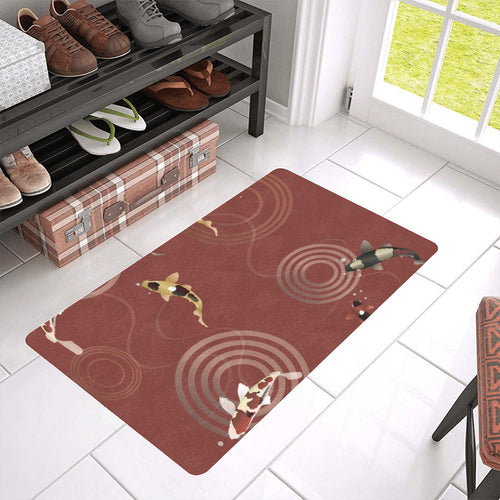 Koi Fish Carp Fish red background Doormat