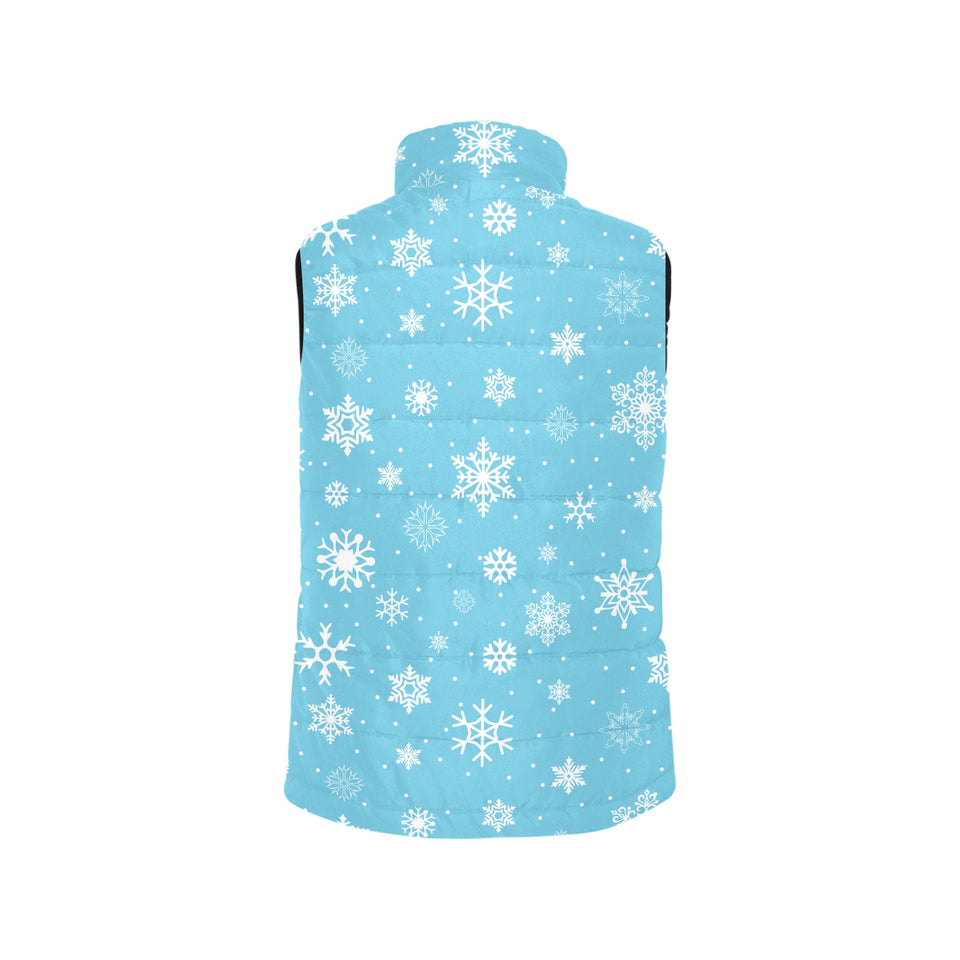 Snowflake pattern blue background Women's Padded Vest