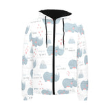 cute rhino heart pattern Men's Padded Hooded Jacket
