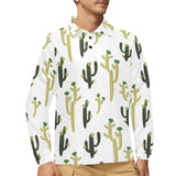 Cute cactus pattern Men's Long Sleeve Polo Shirt