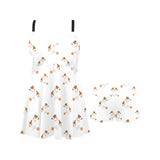 Jack Russel Pattern Print Design 05 Chest Sexy Pleated Two Piece Swim Dress