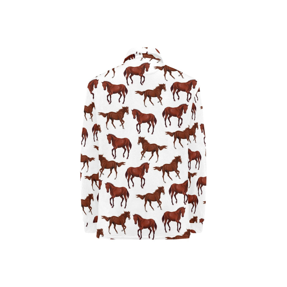 Horses running pattern background Women's Long Sleeve Polo Shirt