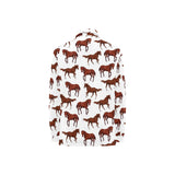 Horses running pattern background Women's Long Sleeve Polo Shirt