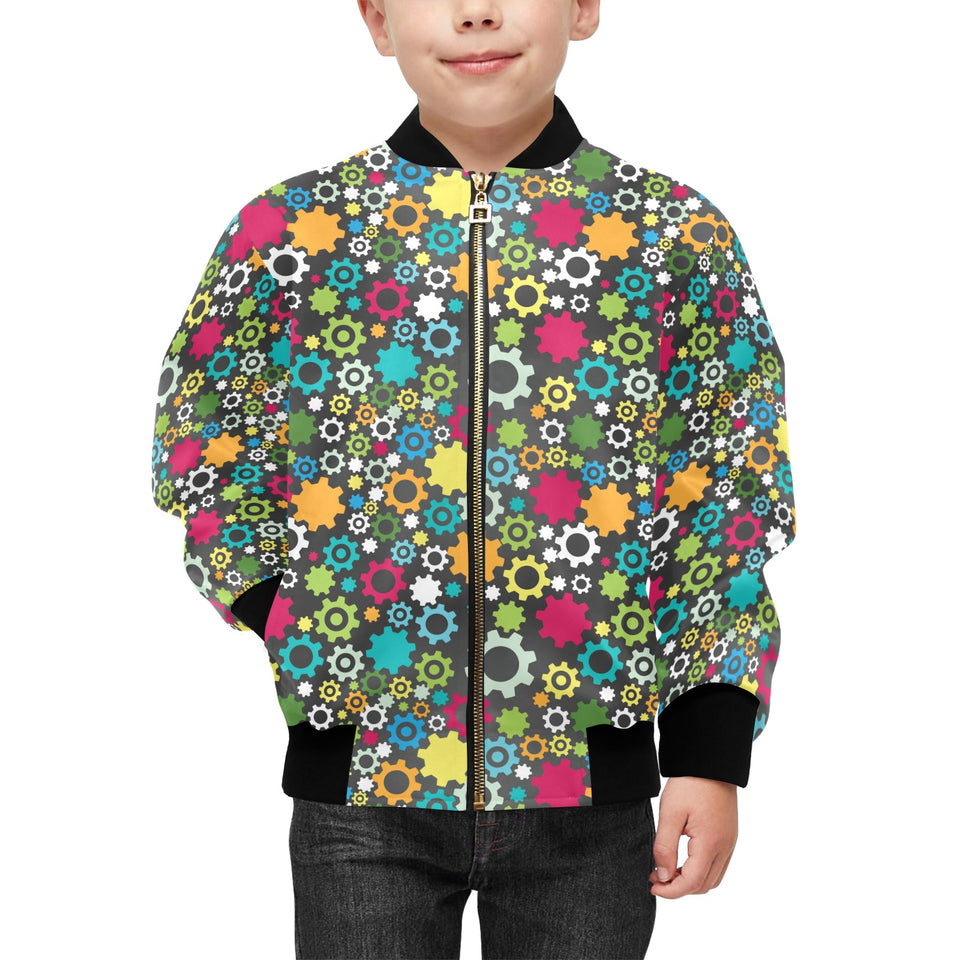 Gear Pattern Print Design 03 Kids' Boys' Girls' Bomber Jacket