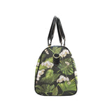 White orchid flower tropical leaves pattern blackg Travel Bag
