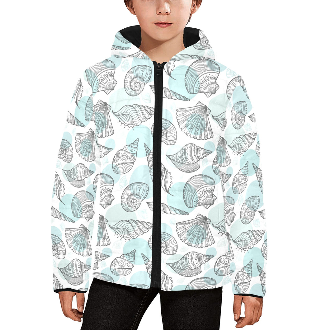 Shell polynesian tribal Kids' Boys' Girls' Padded Hooded Jacket