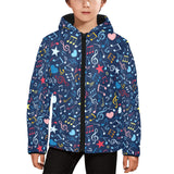 Music Notes Pattern Print Design 03 Kids' Boys' Girls' Padded Hooded Jacket