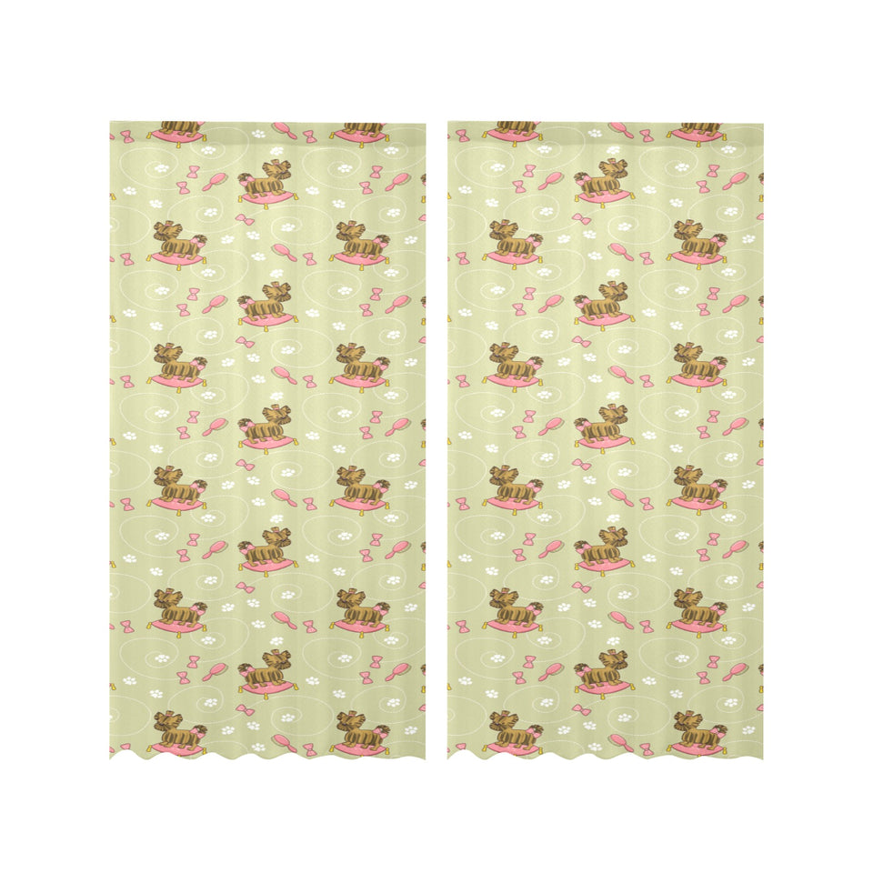 Yorkshire Terrier Pattern Print Design 01 Gauze Curtain