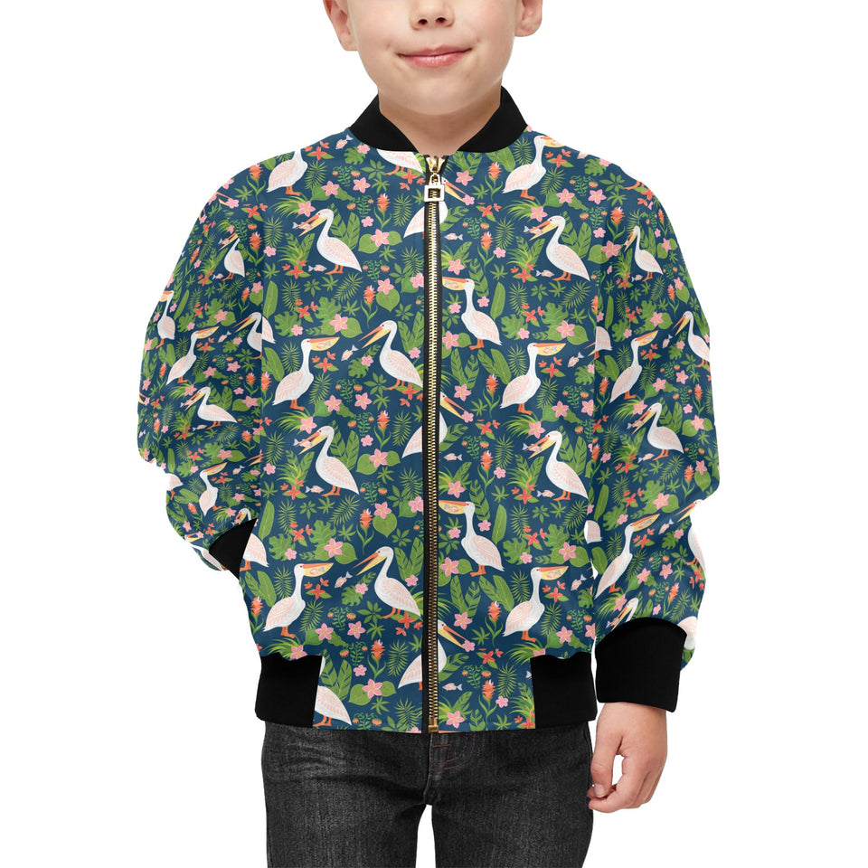 Pelican Pattern Print Design 05 Kids' Boys' Girls' Bomber Jacket