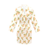 Sandwich Pattern Print Design 01 Women's Long Sleeve Belted Night Robe