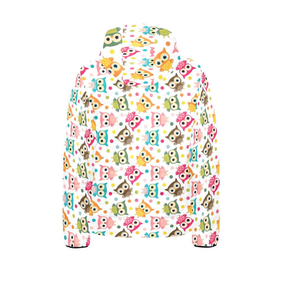 Color cute owl pattern Kids' Boys' Girls' Padded Hooded Jacket