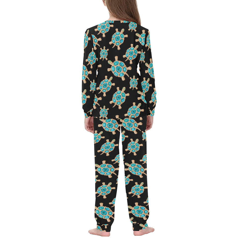 Sea turtle blue stone pattern Kids' Boys' Girls' All Over Print Pajama Set