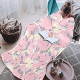 Japanese crane rose pattern Blanket Robe with Sleeves