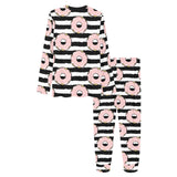 Donuts pink icing striped pattern Women's All Over Print Pajama Set