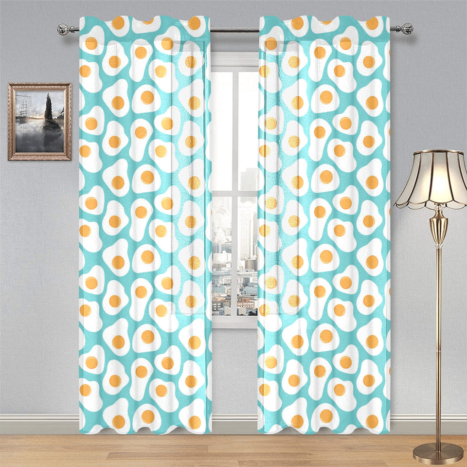 Fried Eggs Pattern Print Design 04 Gauze Curtain