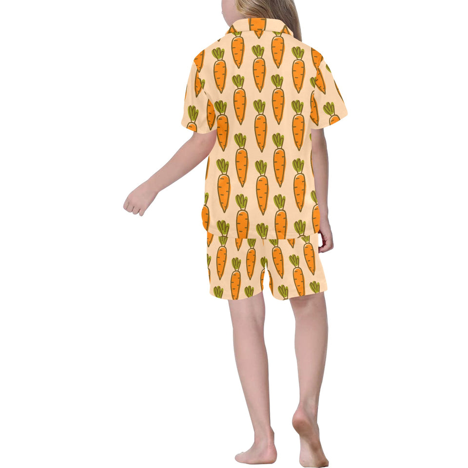 Carrot Pattern Print Design 04 Kids' Boys' Girls' V-Neck Short Pajama Set