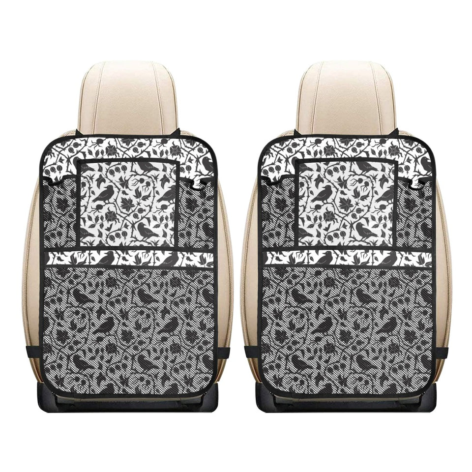 Crow dark floral pattern Car Seat Back Organizer
