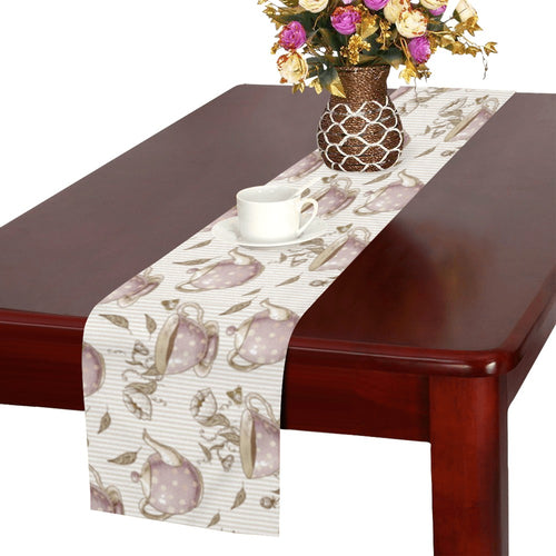 Tea pots Pattern Print Design 03 Table Runner