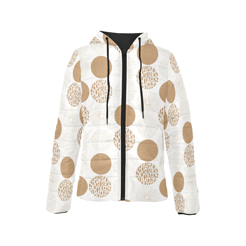 Gold Texture mushroom pattern Women's Padded Hooded Jacket