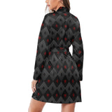 Casino Cards Suits Pattern Print Design 05 Women's Long Sleeve Belted Night Robe
