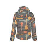 electric guitars pattern Women's Padded Hooded Jacket