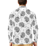 Hand drawn french fries pattern Men's Long Sleeve Polo Shirt