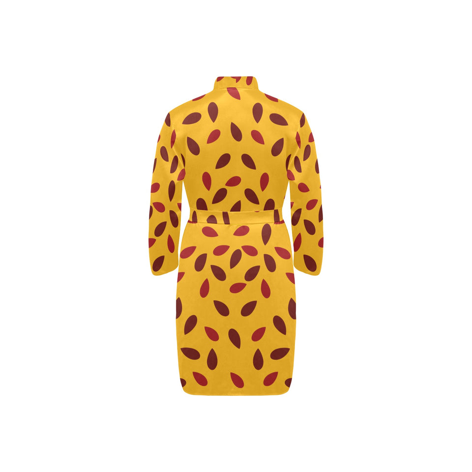 Passion fruit texture Men's Long Sleeve Belted Night Robe